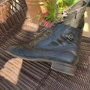 Dark Green zip or tie Bootie 9.5